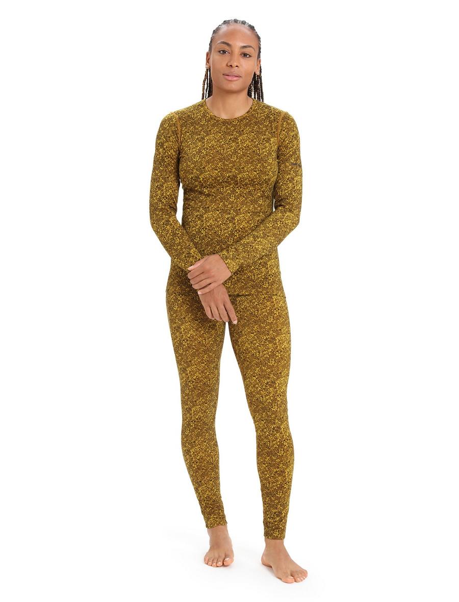 Silent Gold / Clove Women's Icebreaker Merino 200 Oasis Long Sleeve Crewe Lichen Base Layers | USA 1825WNBY